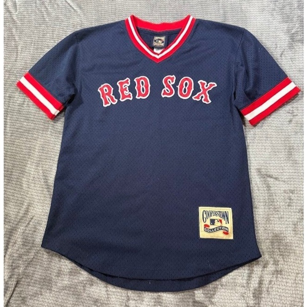 Boston Red Sox Cooperstown Collection Jersey Youth Large 14/16 Navy Blue‎ Mesh